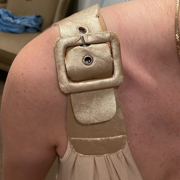 Tan and gold knee length dress - Picture 4 of 6